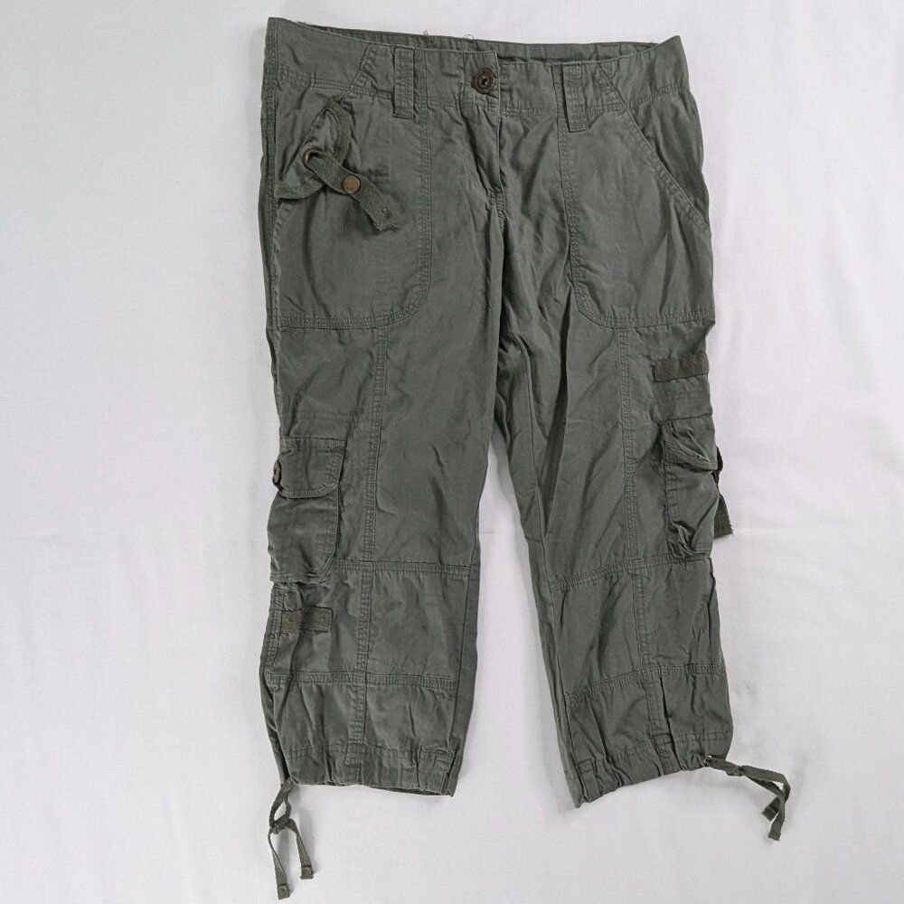 Y2k Cargo Pocket Army Green Cinch Leg Capris